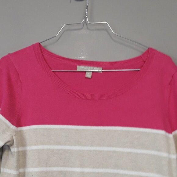 BANANA Republic Pink Tan Stripe Color Block Top - Picture 2 of 8
